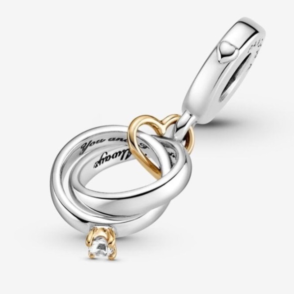 14kt Gold Two-Tone Wedding Rings Dangle Charms Pandora CA
