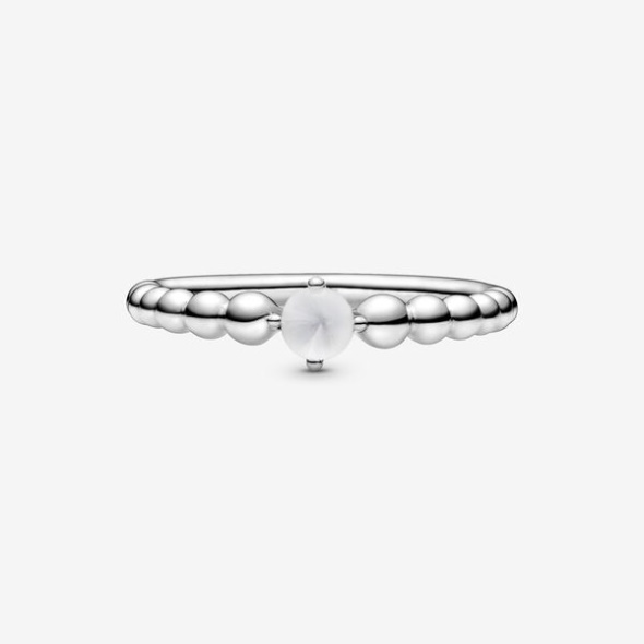 April Milky White Beaded Ring Pandora CA