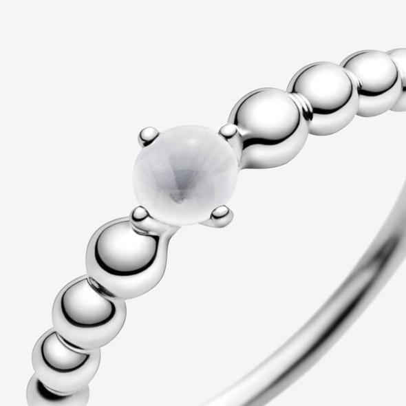 April Milky White Beaded Ring Pandora CA