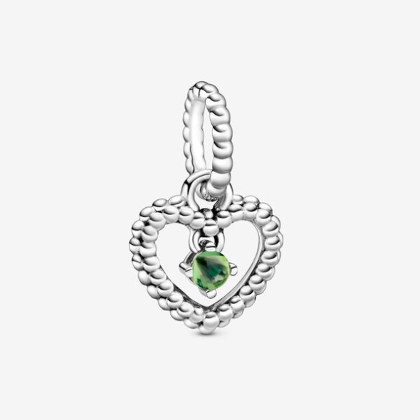 August Spring Green Beaded Heart Dangle Charm Pandora CA