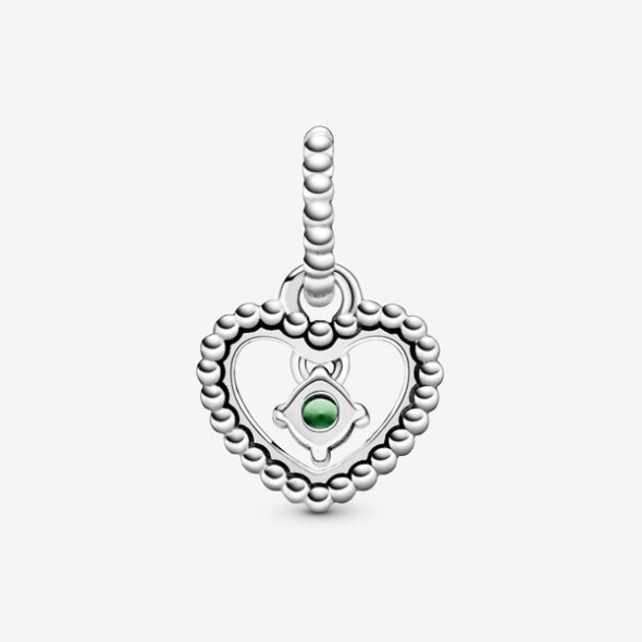 August Spring Green Beaded Heart Dangle Charm Pandora CA