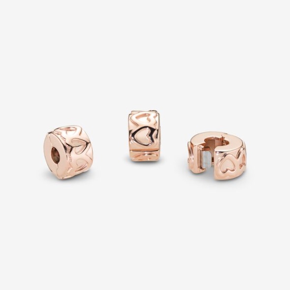 Band Of Hearts Clip Charm Pandora CA Rose Gold Plated