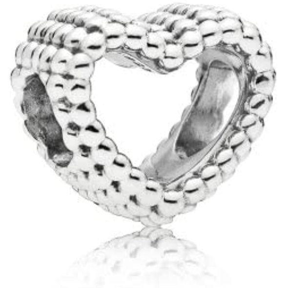 Beaded Heart Sterling Silver Charm Pandora CA Jewelry