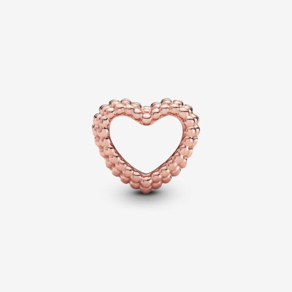 Beaded Open Heart Charm Pandora CA Rose Gold Plated