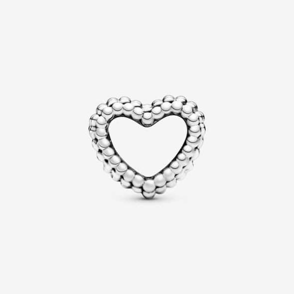 Beaded Open Heart Charm Pandora CA Sterling Silver