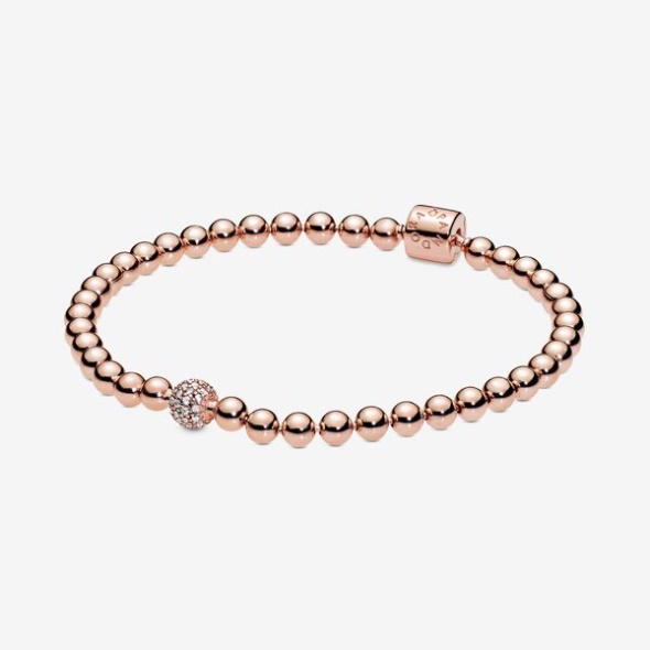 Beads Pave Bracelet Pandora CA Rose Gold Plated