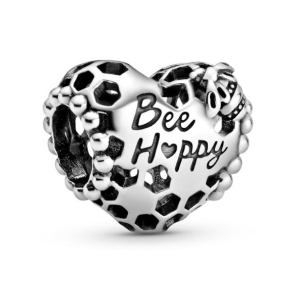 Bee Happy Honeycomb Heart Charms Pandora CA