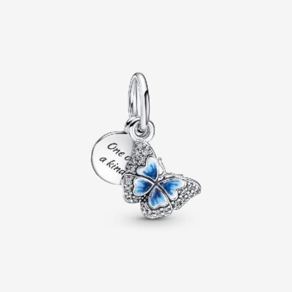 Blue Butterfly One of A Kind Double Dangle Charm Pandora CA