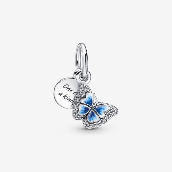 Blue Butterfly Quote Double Dangle Charm Pandora CA