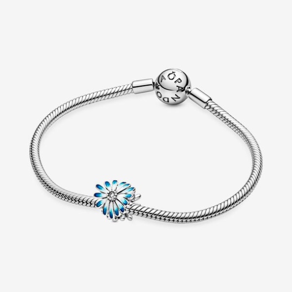 Blue Daisy Flower Charm Pandora CA Sterling Silver