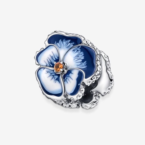 Blue Pansy Flower Charm Pandora CA