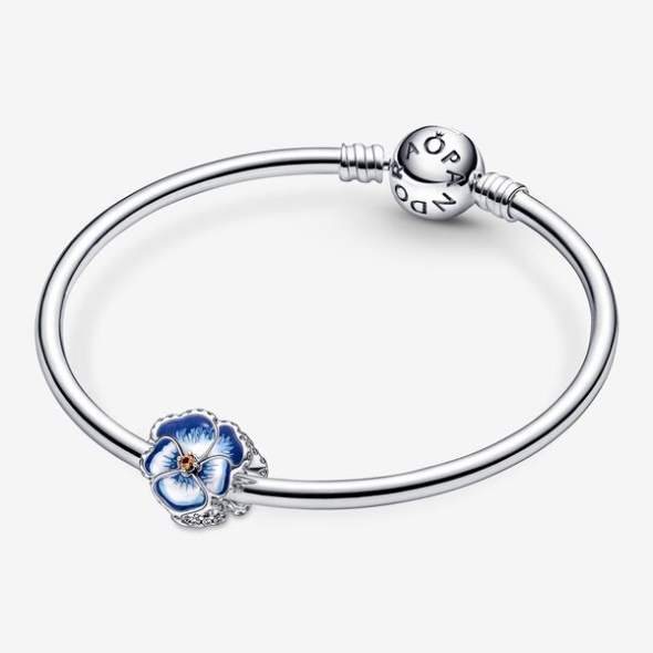Blue Pansy Flower Charm Pandora CA