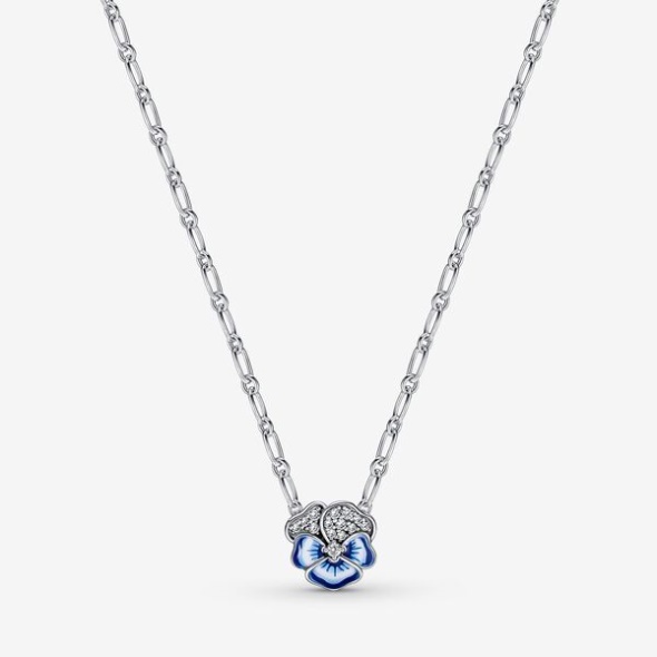 Blue Pansy Flower Pendant Necklace Pandora CA