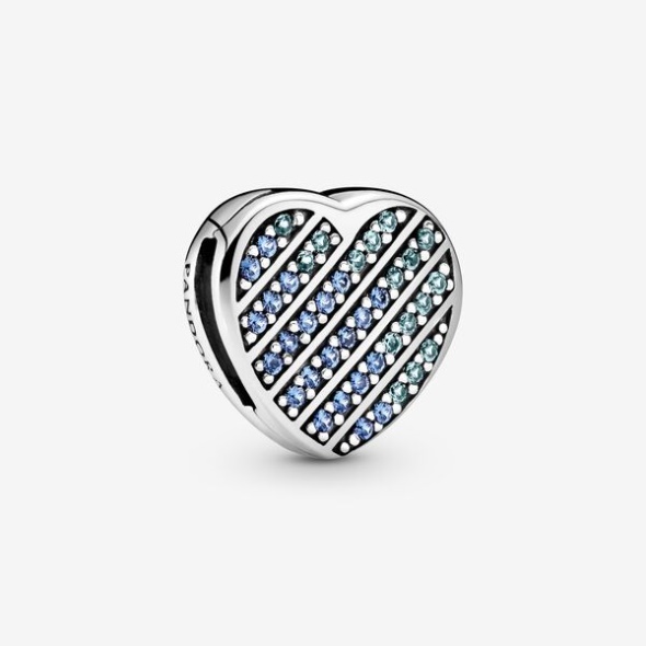 Blue Pave Heart Clip Charm Pandora CA