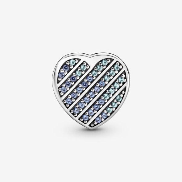 Blue Pave Heart Clip Charm Pandora CA