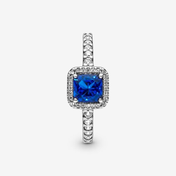 Blue Square Sparkle Halo Ring Pandora CA