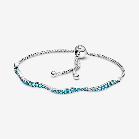 Blue Wavy Slider Bracelet-Final Sale Pandora CA