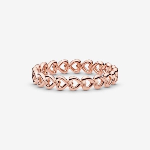 Brand Pandora CA Rose Band of Hearts Ring