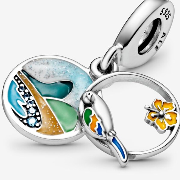 Brazil Beach Parrot Dangle Charm Pandora CA