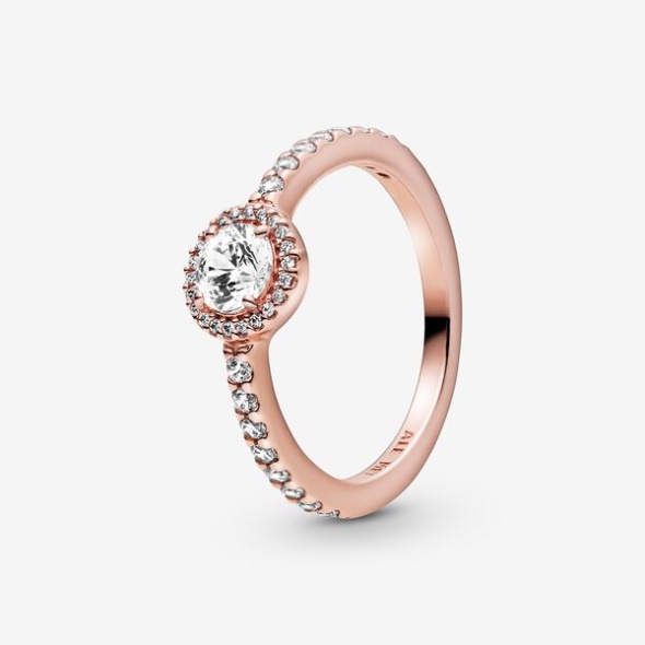 Classic Sparkle Halo Ring Pandora CA Rose Gold Plated