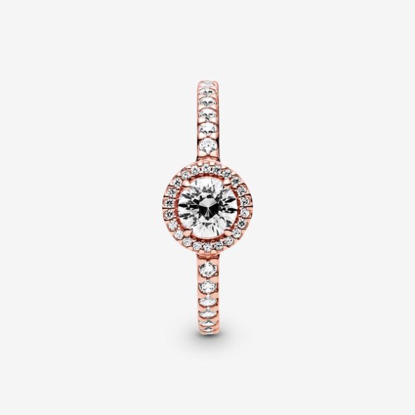 Classic Sparkle Halo Ring Pandora CA Rose Gold Plated