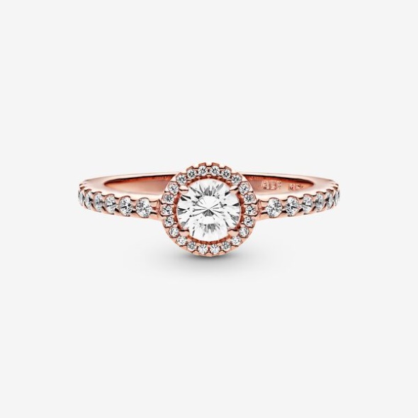Classic Sparkle Halo Ring Pandora CA Rose Gold Plated