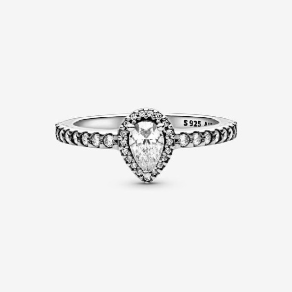 Classic Teardrop Halo Ring Pandora CA