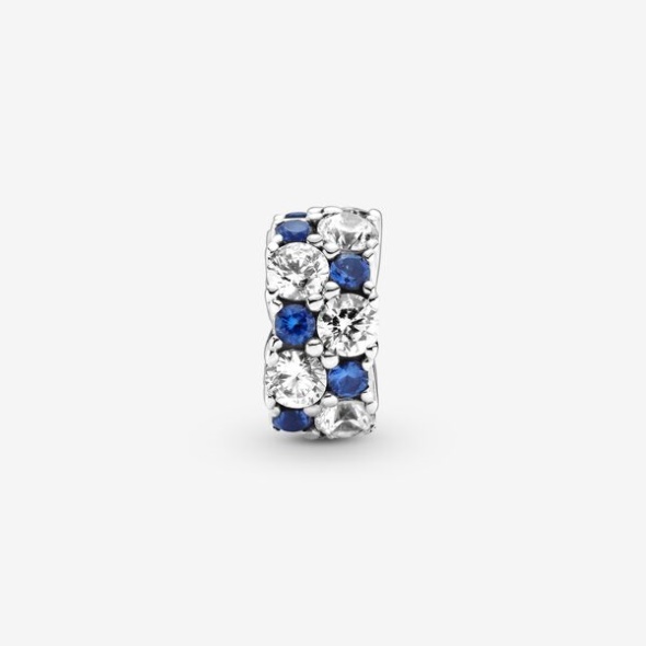 Clear Blue Sparkling Clip Charm Pandora CA