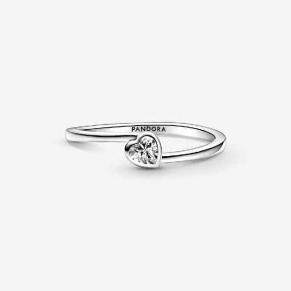 Clear Brand Pandora CA Tilted Heart Solitaire Ring