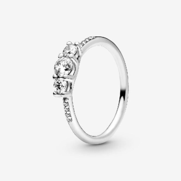 Clear Brand Three-Stone Pandora CA Ring