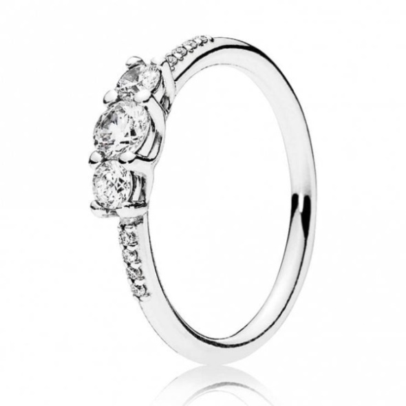Clear Pandora CA Three-Stone Fashion Ring