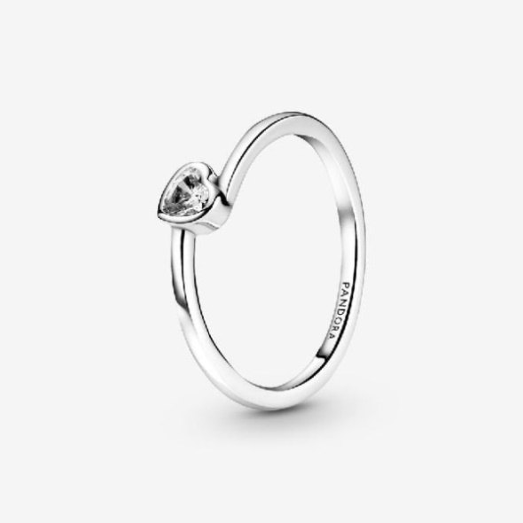 Clear Pandora CA Tilted Heart Solitaire Ring