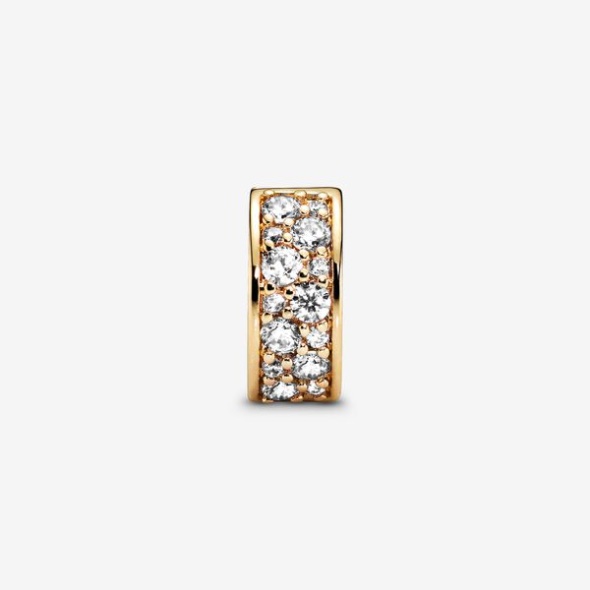 Clear Pave Clip Charm Pandora CA Gold Plated