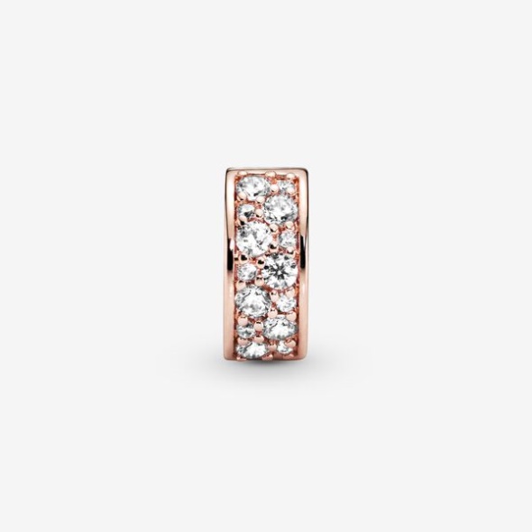 Clear Pave Clip Charm Pandora CA Rose Gold Plated