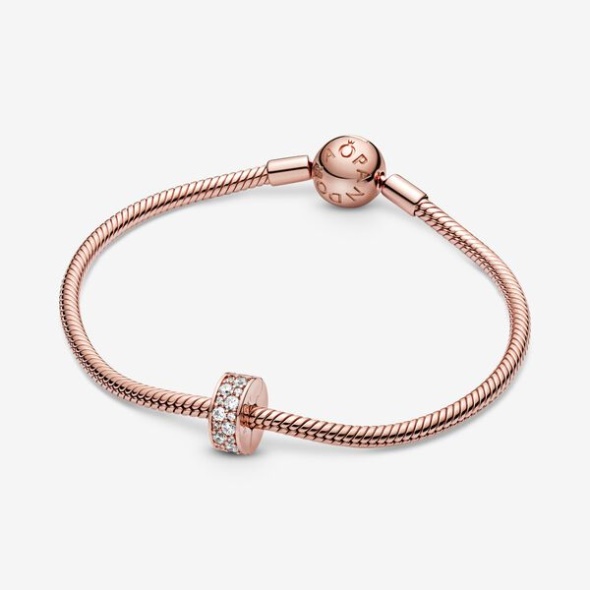Clear Pave Clip Charm Pandora CA Rose Gold Plated