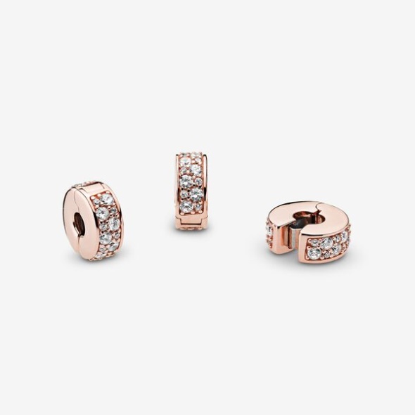 Clear Pave Clip Charm Pandora CA Rose Gold Plated