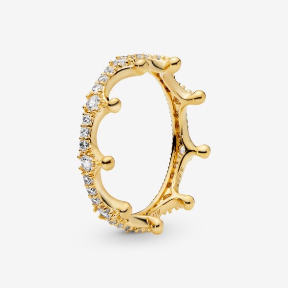 Clear Sparkling Crown Ring Pandora CA Gold Plated