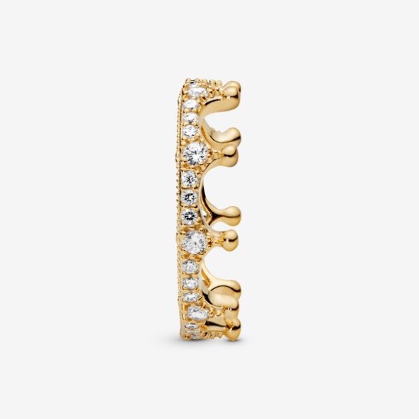 Clear Sparkling Crown Ring Pandora CA Gold Plated