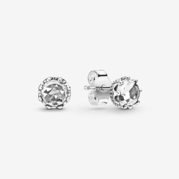 Clear Sparkling Crown Stud Earrings Pandora CA