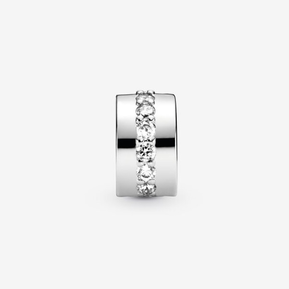 Clear Sparkling Row Clip Charm Pandora CA Sterling Silver
