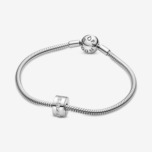 Clear Sparkling Row Clip Charm Pandora CA Sterling Silver
