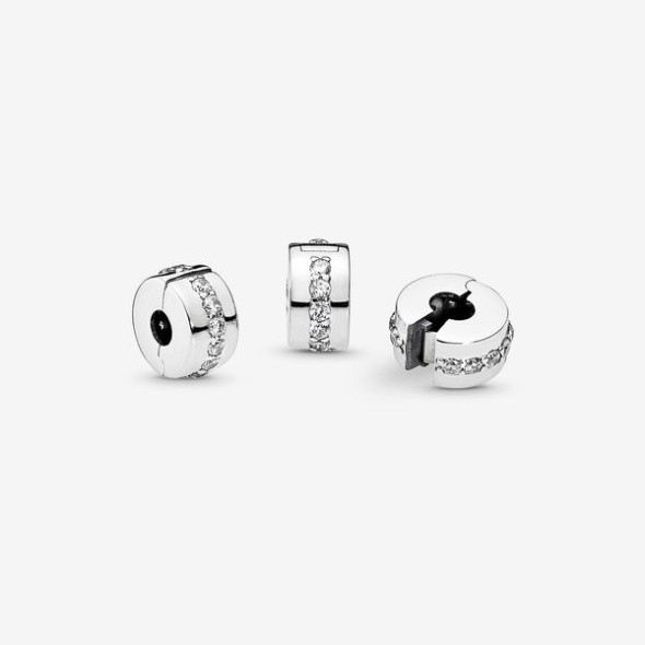 Clear Sparkling Row Clip Charm Pandora CA Sterling Silver
