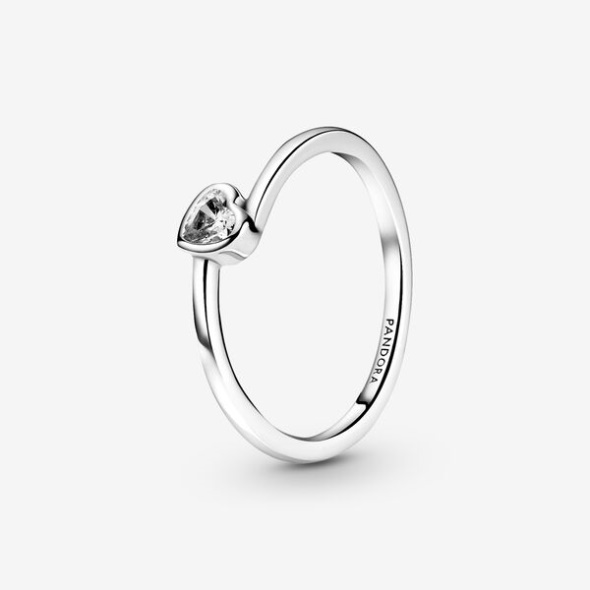 Clear Tilted Heart Solitaire Ring Pandora CA