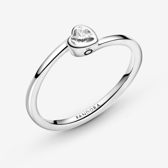 Clear Tilted Heart Solitaire Ring Pandora CA