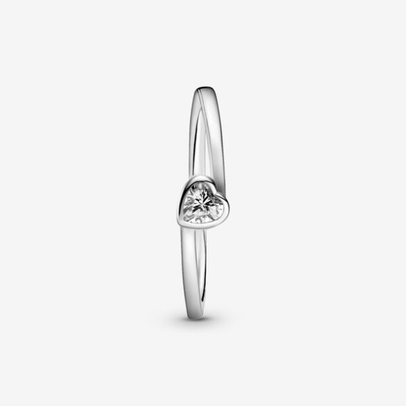 Clear Tilted Heart Solitaire Ring Pandora CA