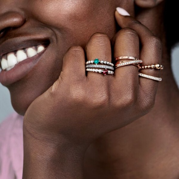 Crossover Pave Triple Band Ring Pandora CA Rose Gold Plated