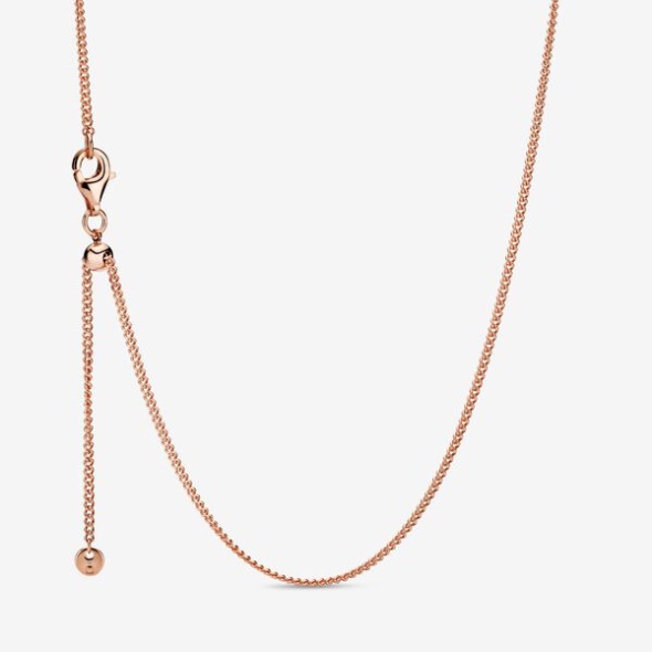 Curb Chain Necklace Pandora CA Rose Gold Plated
