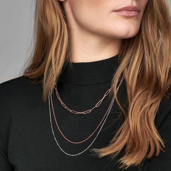 Curb Chain Necklace Pandora CA Rose Gold Plated