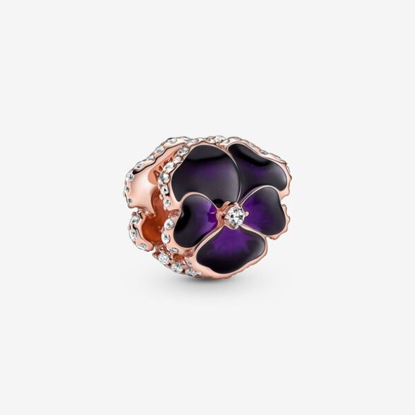 Deep Purple Pansy Flower Charm Pandora CA