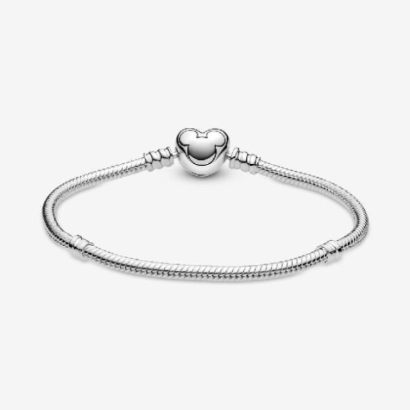 Disney Mickey Mouse Heart Clasp Snake Chain Bracelet Pandora CA